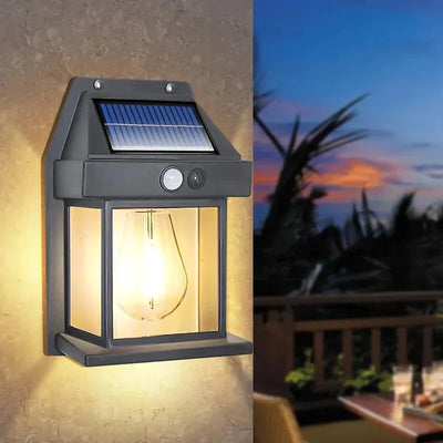 Outdoor Solar Wall Mounted Tungsten Filament Induction Lamp With Motion Sensor and Three Lighting Modes