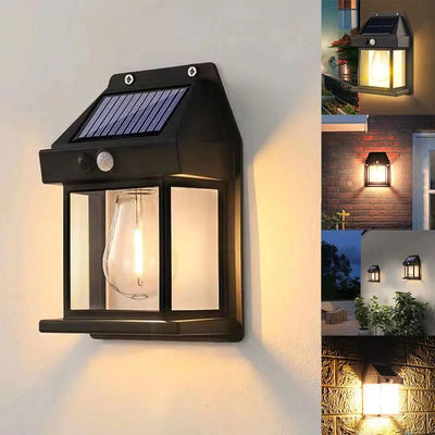 Outdoor Solar Wall Mounted Tungsten Filament Induction Lamp With Motion Sensor and Three Lighting Modes