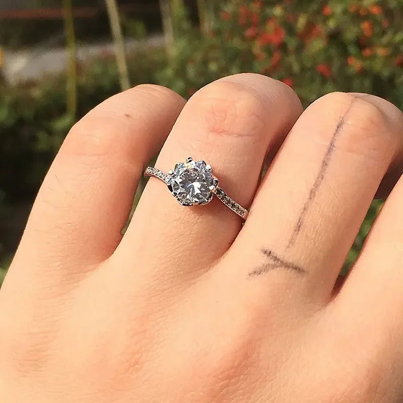 Trendy Twisted Diamond Cut Stone 925 Sterling Silver Adjustable Ring - CRSH591