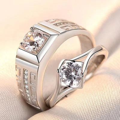 Stylish Couple Diamond cut Stone Adjustable Ring-CRSH329