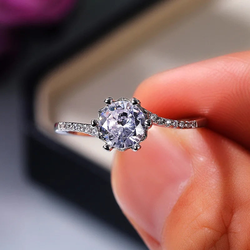 Trendy Twisted Diamond Cut Stone 925 Sterling Silver Adjustable Ring - CRSH591