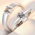 Lovers Diamond Cut Stone 925 Sterling Silver Couple Rings Adjustable-CRSH328