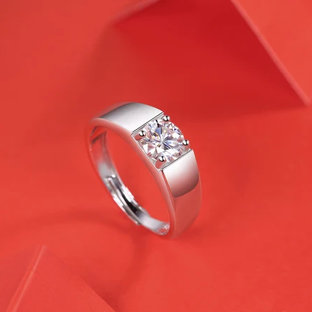 Stylish Couple Diamond cut Stone Adjustable Rings-CRSH004