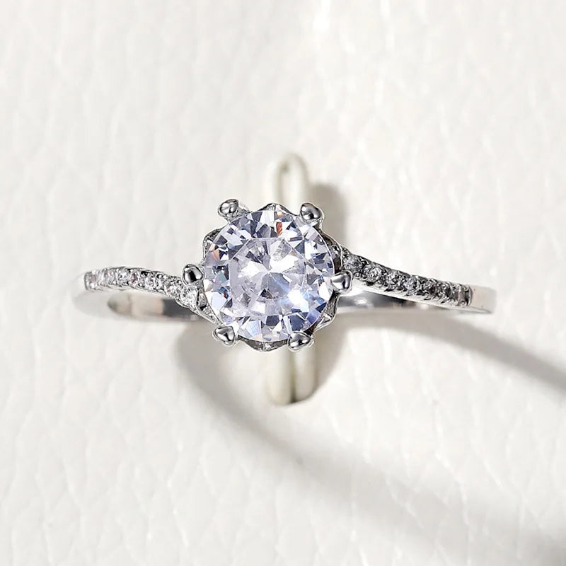 Trendy Twisted Diamond Cut Stone 925 Sterling Silver Adjustable Ring - CRSH591