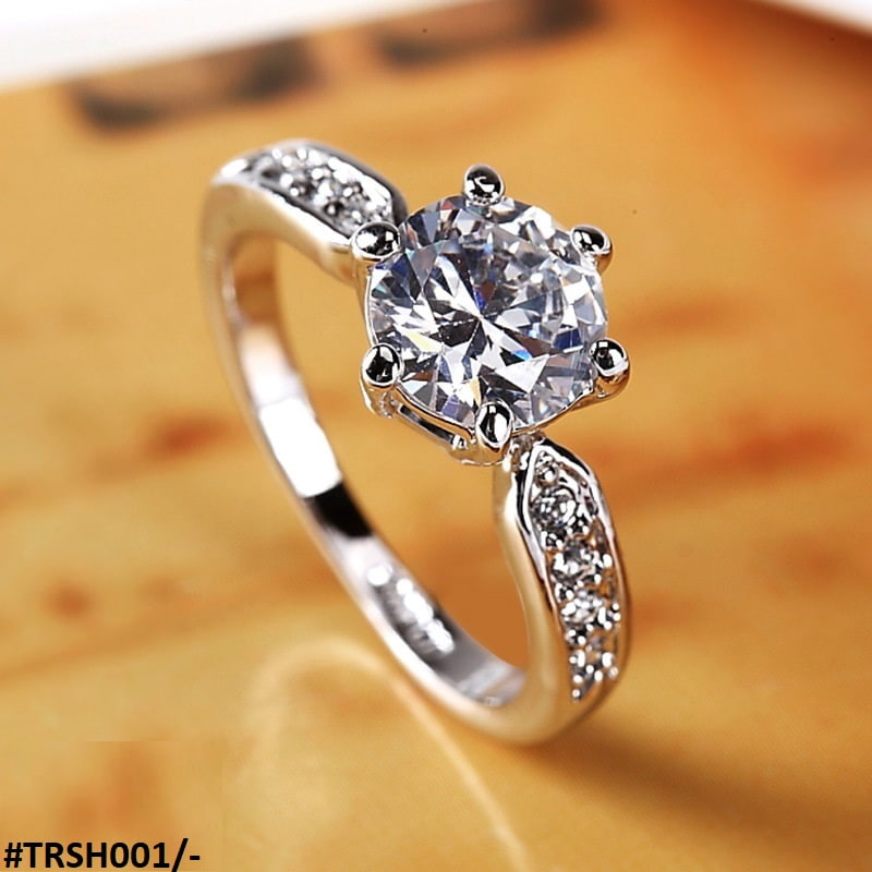 Stylish Diamond Cut Stone 925 Sterling Silver Adjustable Ring - CRSH373