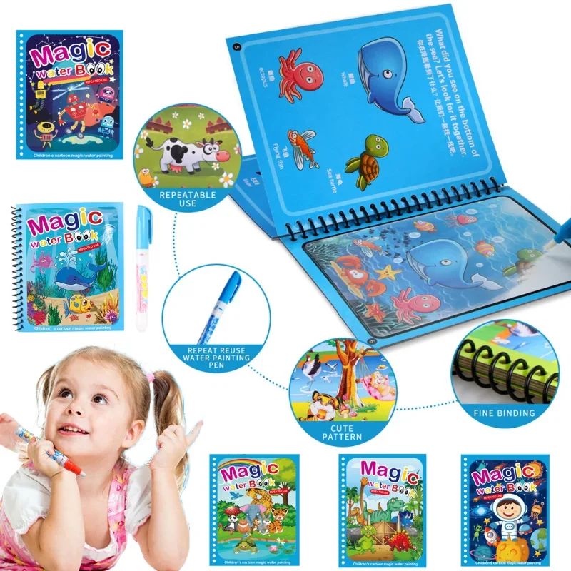 Magic Water Book with Pen 2 To 6 Years Old Children Learning Education Toy