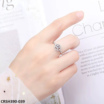 Round Cocktail Diamond Cut Stone Adjustable Ring -CRSH390