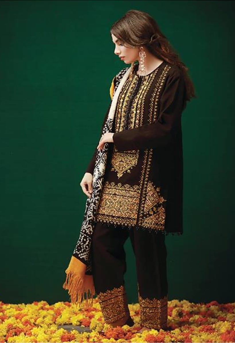Khadi-3PC Dhanak Embroidered Suit