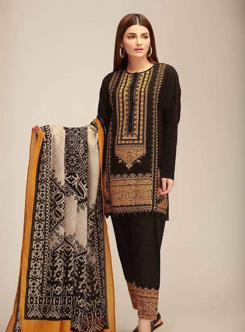Khadi-3PC Dhanak Embroidered Suit