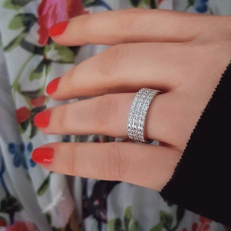 Multilayer White Zircon Diamond cut Stone Adjustable Couple Rings-CRSH228