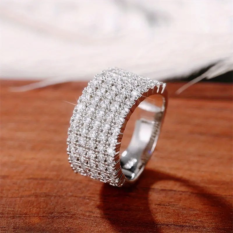 Multilayer White Zircon Diamond cut Stone Adjustable Couple Rings-CRSH228