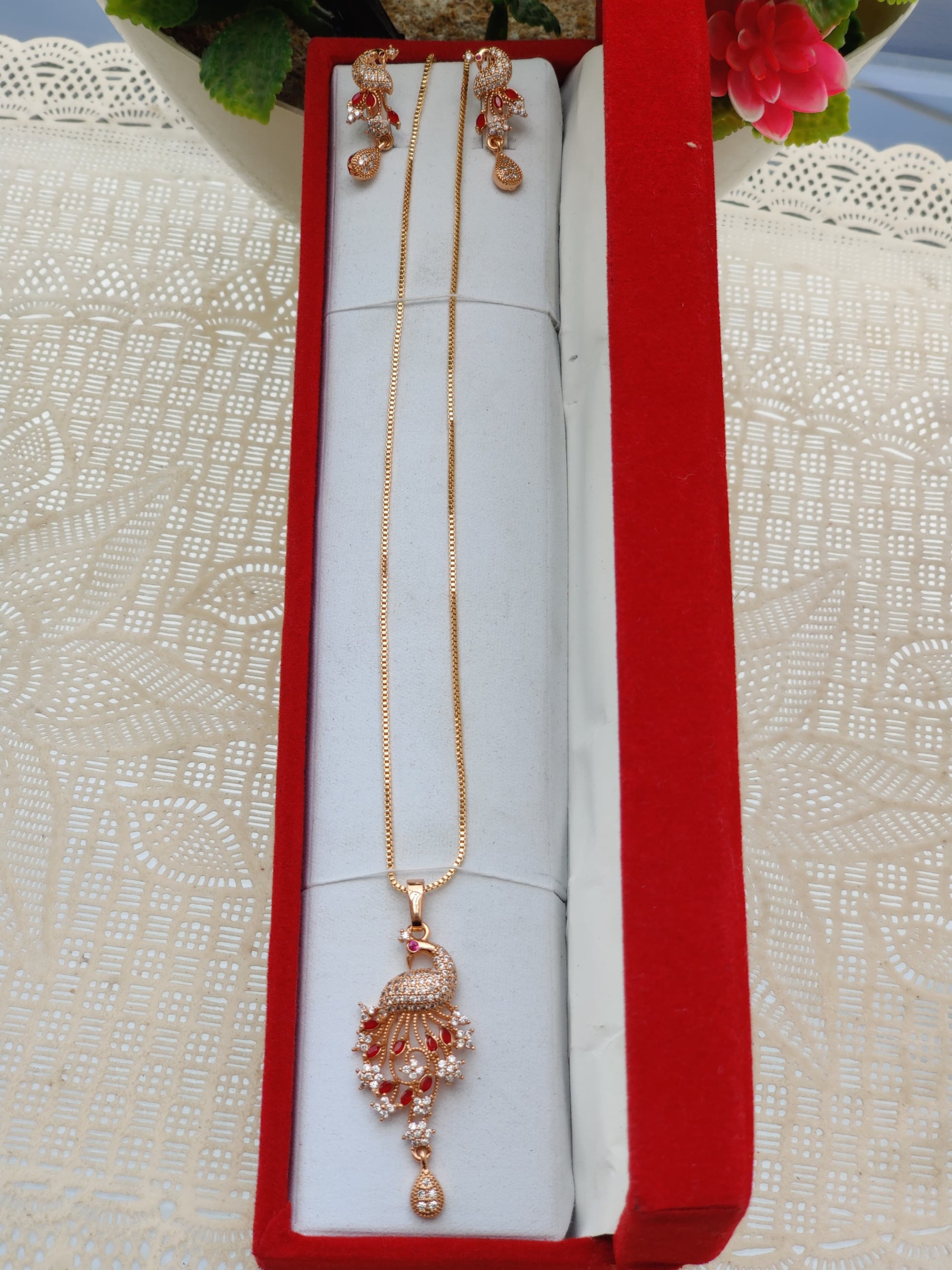 Fancy Gold Plated PEACOCK Earrings Necklace Set for Girls/Women - zebaishjewellers