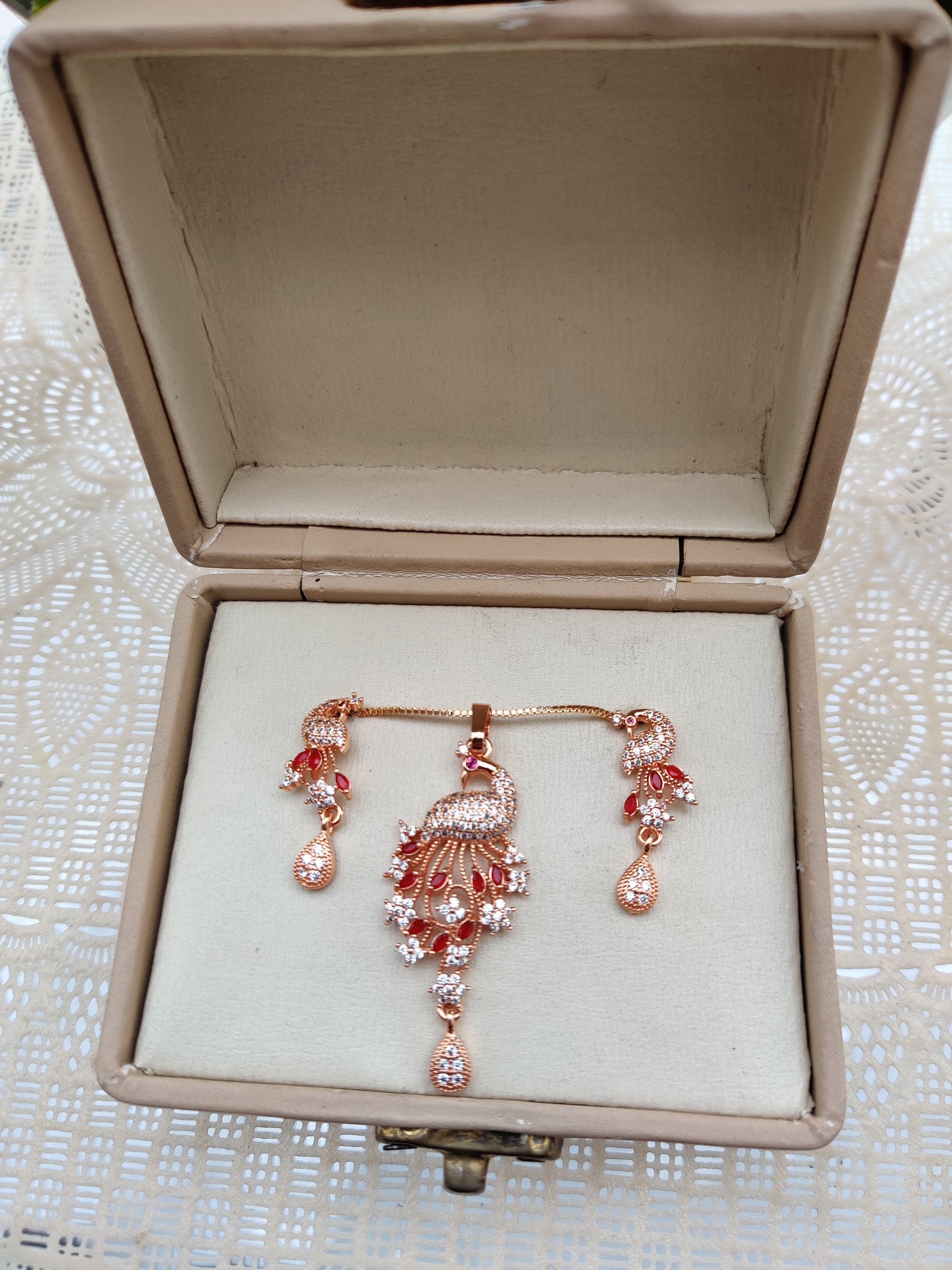 Fancy Gold Plated PEACOCK Earrings Necklace Set for Girls/Women - zebaishjewellers