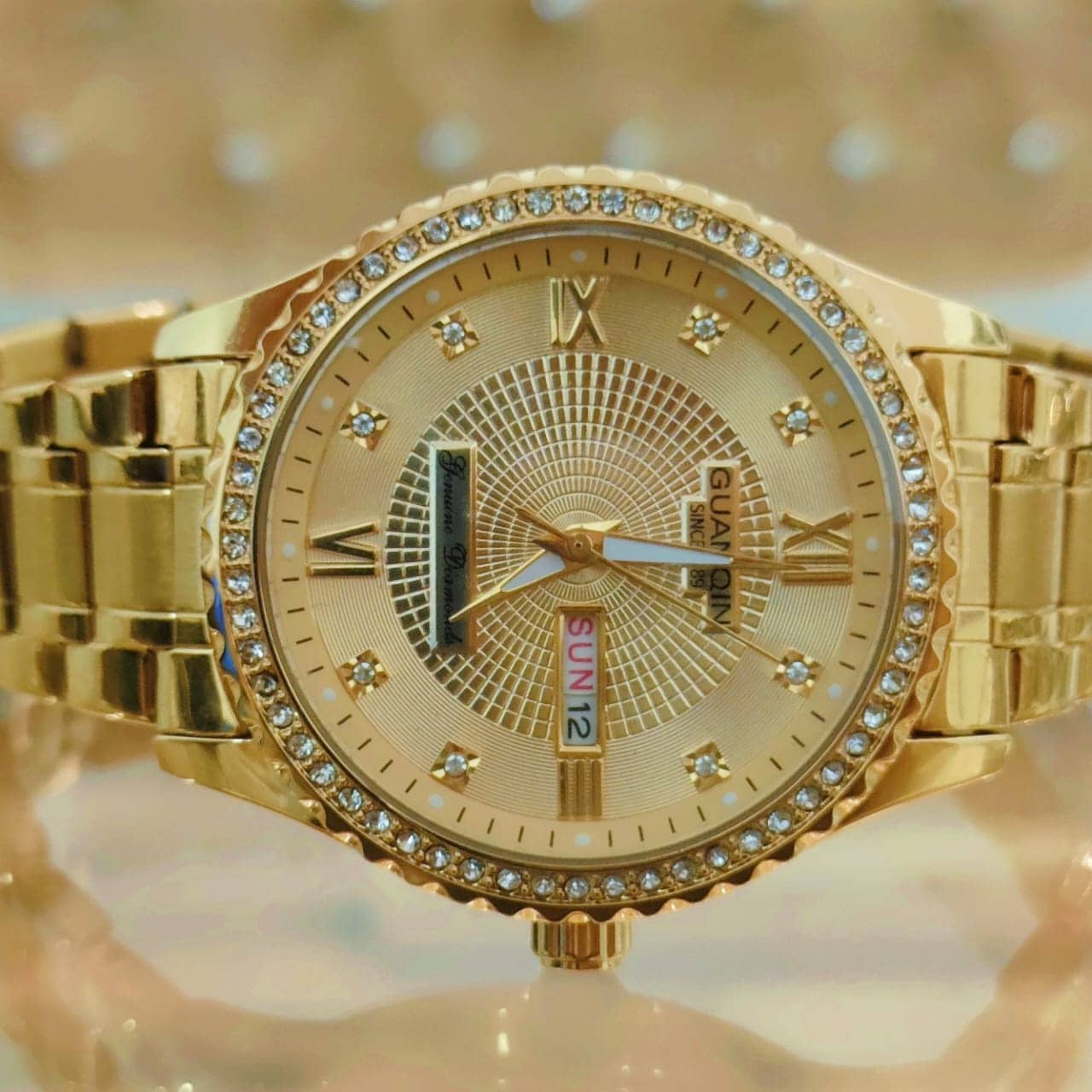 Premium GQ Stainless Steel Golden Watch - RP-551