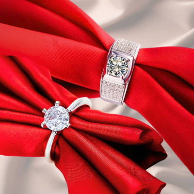 Beautiful Couple Diamond cut Stone Adjustable Rings-CRSH184