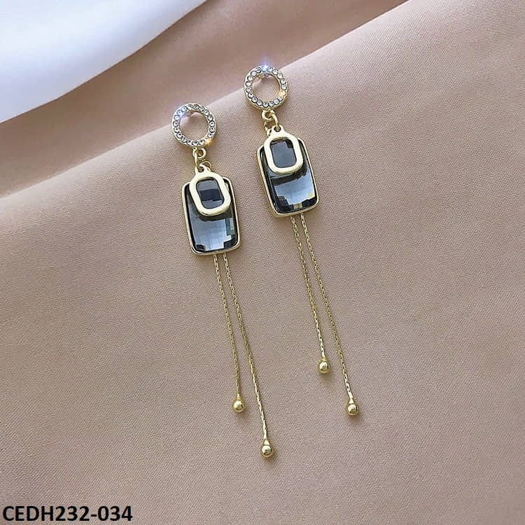Round Triangle Drop Earrings Pair-CEDH232