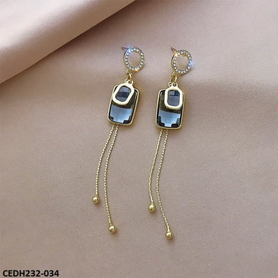 Round Triangle Drop Earrings Pair-CEDH232