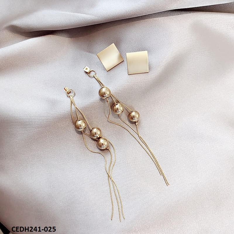 Square Ball Tassels Drops Earrings Pair-CEDH241