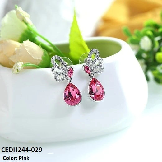 Copy of Wing's Pear Drop Pink Color Earrings Pair-CEDH244