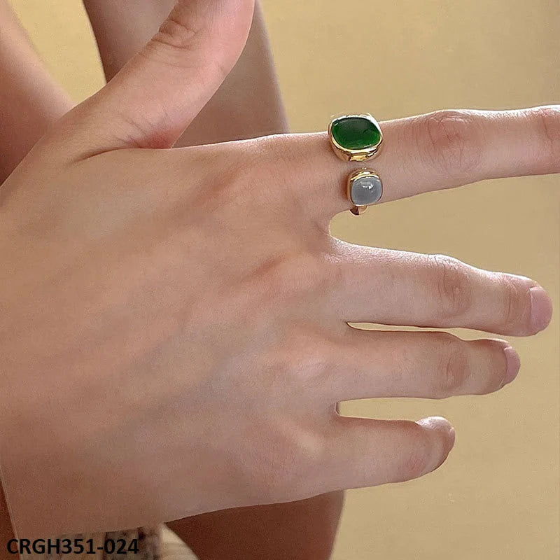 Grey & Green Painted Ring Adjustable CRGH351