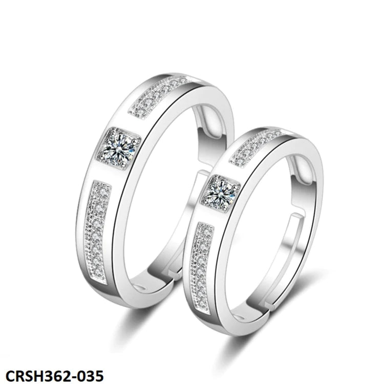 Trendy Diamond Cut Couple Rings Adjustable-CRSH362