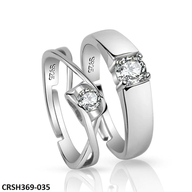 Diamond Cut Stone Trendy Couple Rings Adjustable-CRSH369