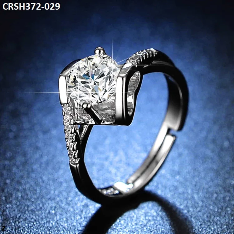 Heart Ring Diamond Cut Zircon Adjustable-CRSH372