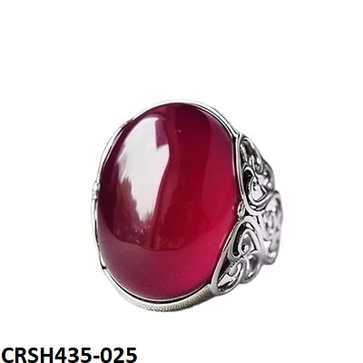 Red Stone Oval Ring Adjustable-CRSH435