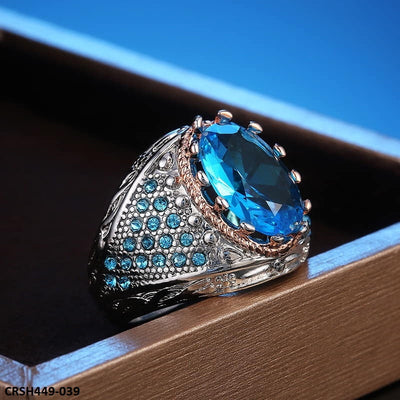 CSH Oval Blue Stone Tapered Ring-CRSH449