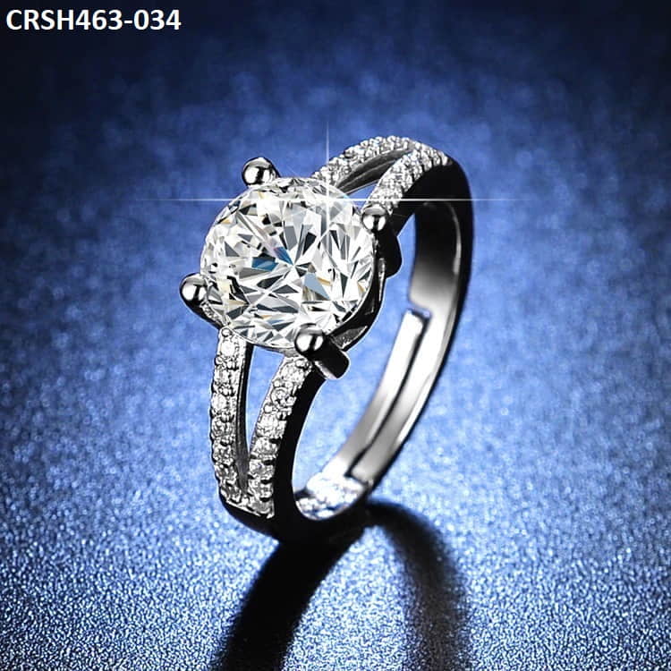Trendy Diamond Cut Stone 925 Sterling Silver Ring Adjustable-CRSH463