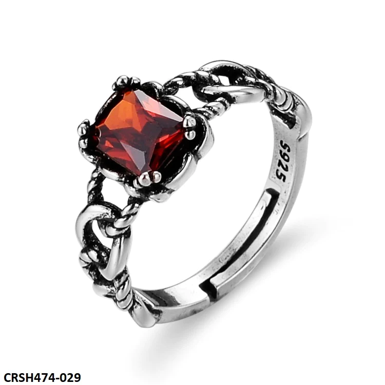 Red Square Chain Ring Adjustable-CRSH474