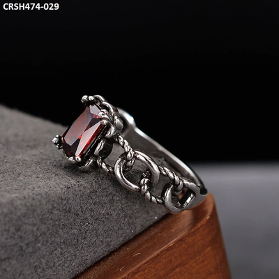 Red Square Chain Ring Adjustable-CRSH474
