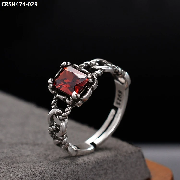 Red Square Chain Ring Adjustable-CRSH474