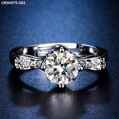 Crown Shape Diamond Stone Cocktail Ring Adjustable-CRSH475