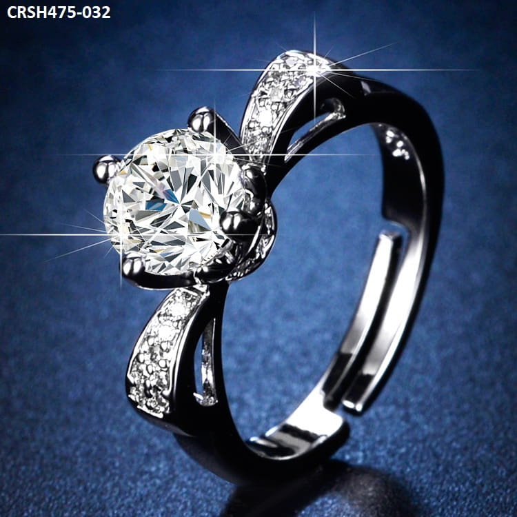 Crown Shape Diamond Stone Cocktail Ring Adjustable-CRSH475