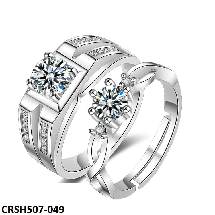 ZFQ Diamond Cut Stone Couple Rings Adjustable-CRSH507