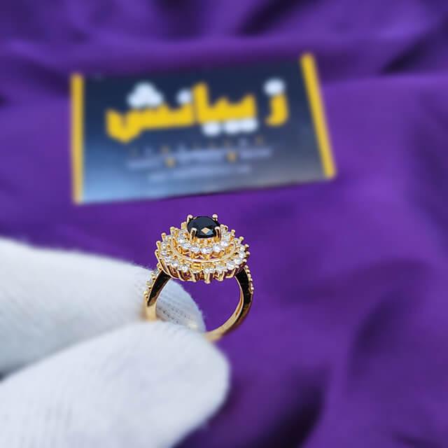 Stylish Gold Plated Black Stone Zircon Ring for Girls/Women - zebaishjewellers