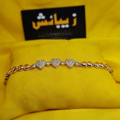 14K Gold Platted Love Hearts Beaded Bracelet For Girls/Women - zebaishjewellers