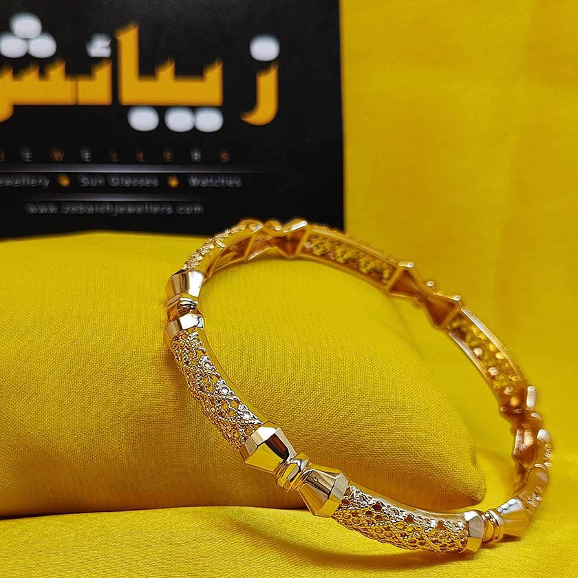 Pair of Elegant Fancy Golden Bangle for Girls/Women - zebaishjewellers