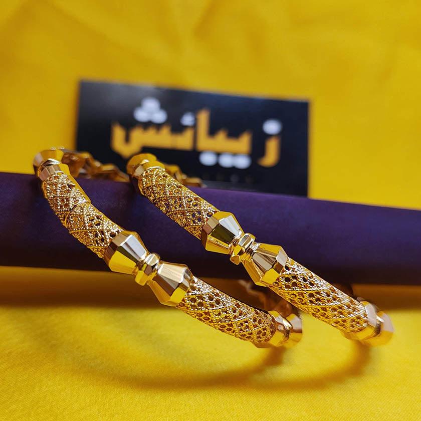 Pair of Elegant Fancy Golden Bangle for Girls/Women - zebaishjewellers