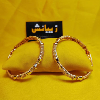 Pair of Elegant Fancy Golden Bangle for Girls/Women - zebaishjewellers