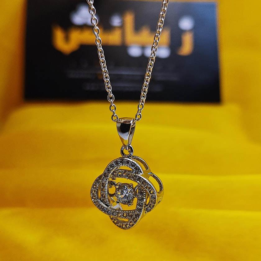 925 Sterling Silver Sparkling Dancing Diamond Stone Pendant Necklace for Women - zebaishjewellers