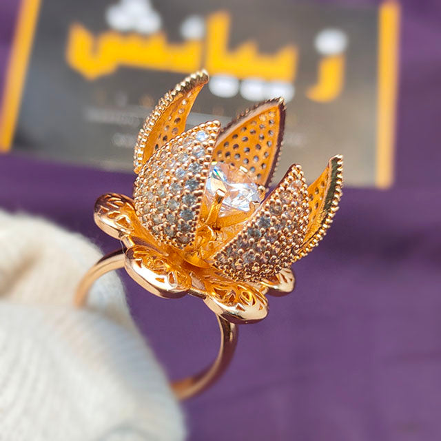 Trendy Gold Plated Move-able Flower Ring for Girls/Women