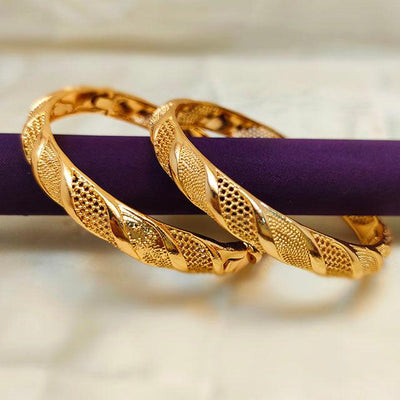 Antique Pair of  Fancy Gold Plated Bangles for Girls/Women - zebaishjewellers