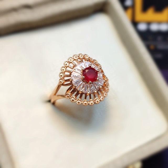 Sparkling Flower Design Zircon Crystal Adjustable Ring for Girls/Women - zebaishjewellers