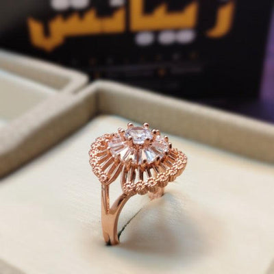 Sparkling Flower Design Zircon Crystal Adjustable Ring for Girls/Women - zebaishjewellers