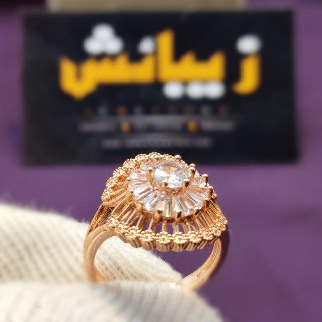 Sparkling Flower Design Zircon Crystal Adjustable Ring for Girls/Women - zebaishjewellers