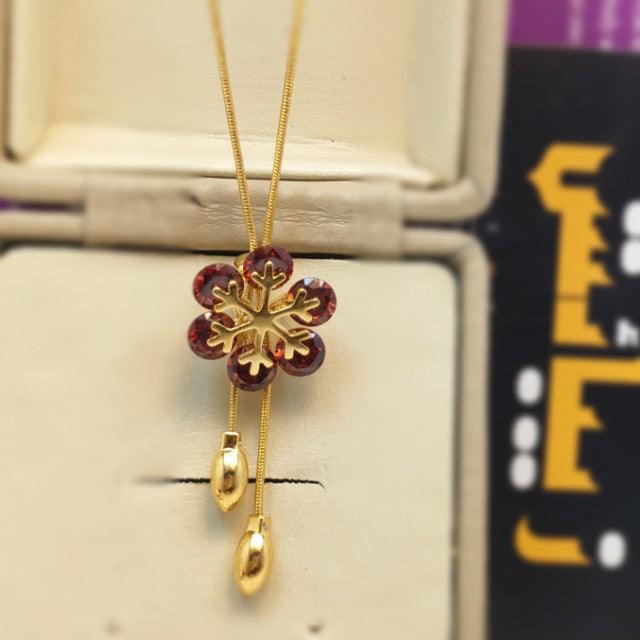 Beautiful Italian Maroon Snow Flower Necklace for Girls/Women - zebaishjewellers