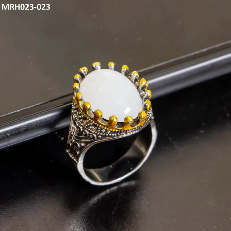White Zircon Men Ring-MRH023
