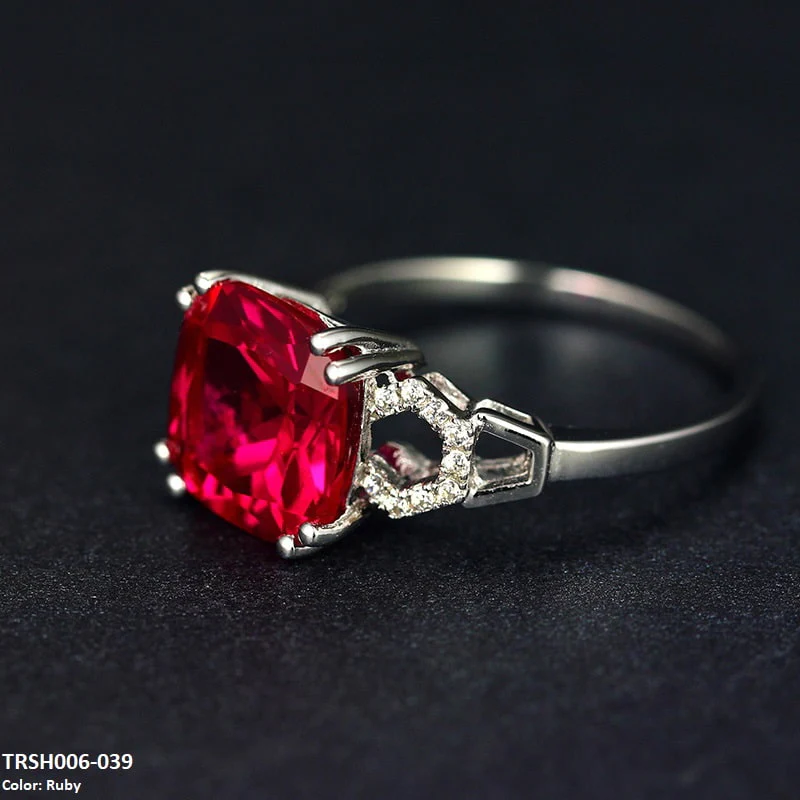 Stylish Red Zircon Adjustable Ring-TRSH006